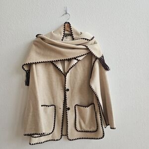 Elan Cream Jacket with Brown Accents